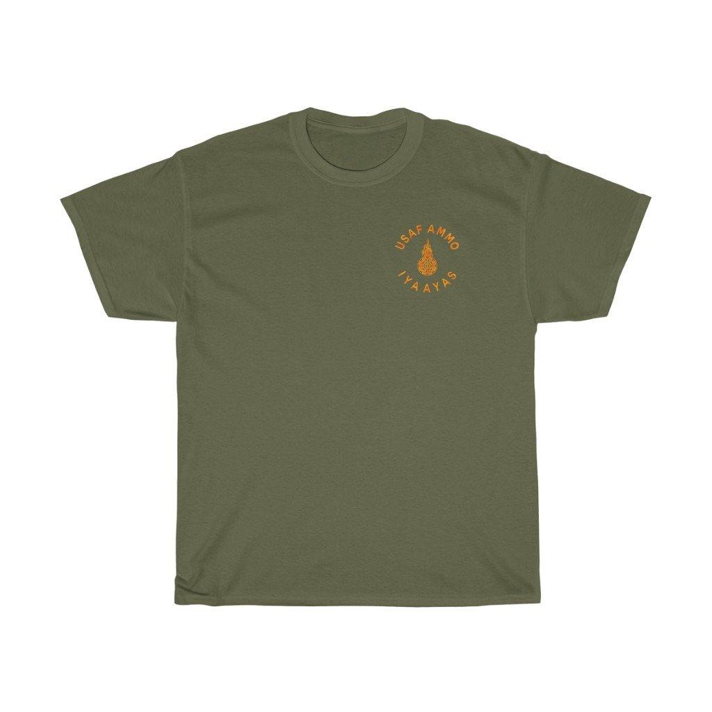 USAF AMMO Tribal Pisspot Fire Background IYAAYAS Munitions Heritage Unisex Gift T-Shirt - AMMO Pisspot IYAAYAS Gear