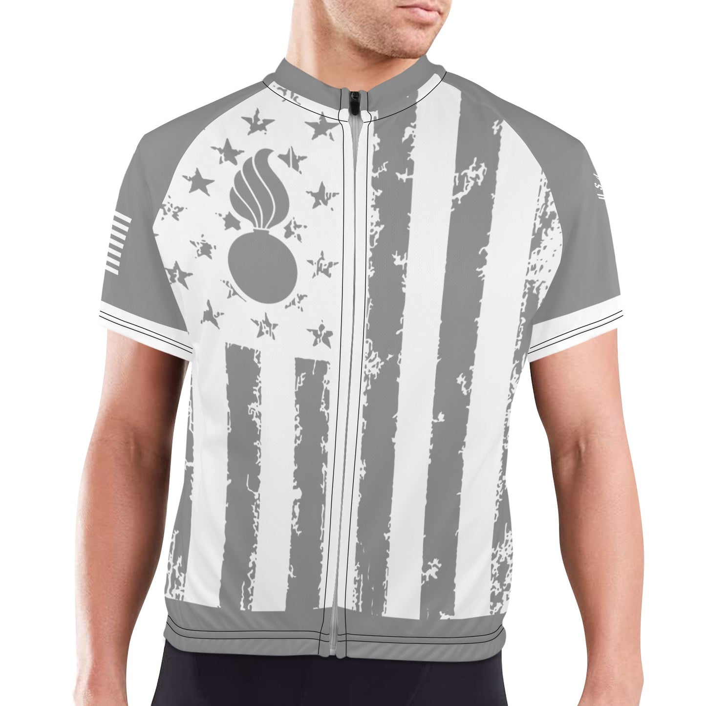 USAF AMMO Veteran White and Grey Flag Mens Cycling Jersey