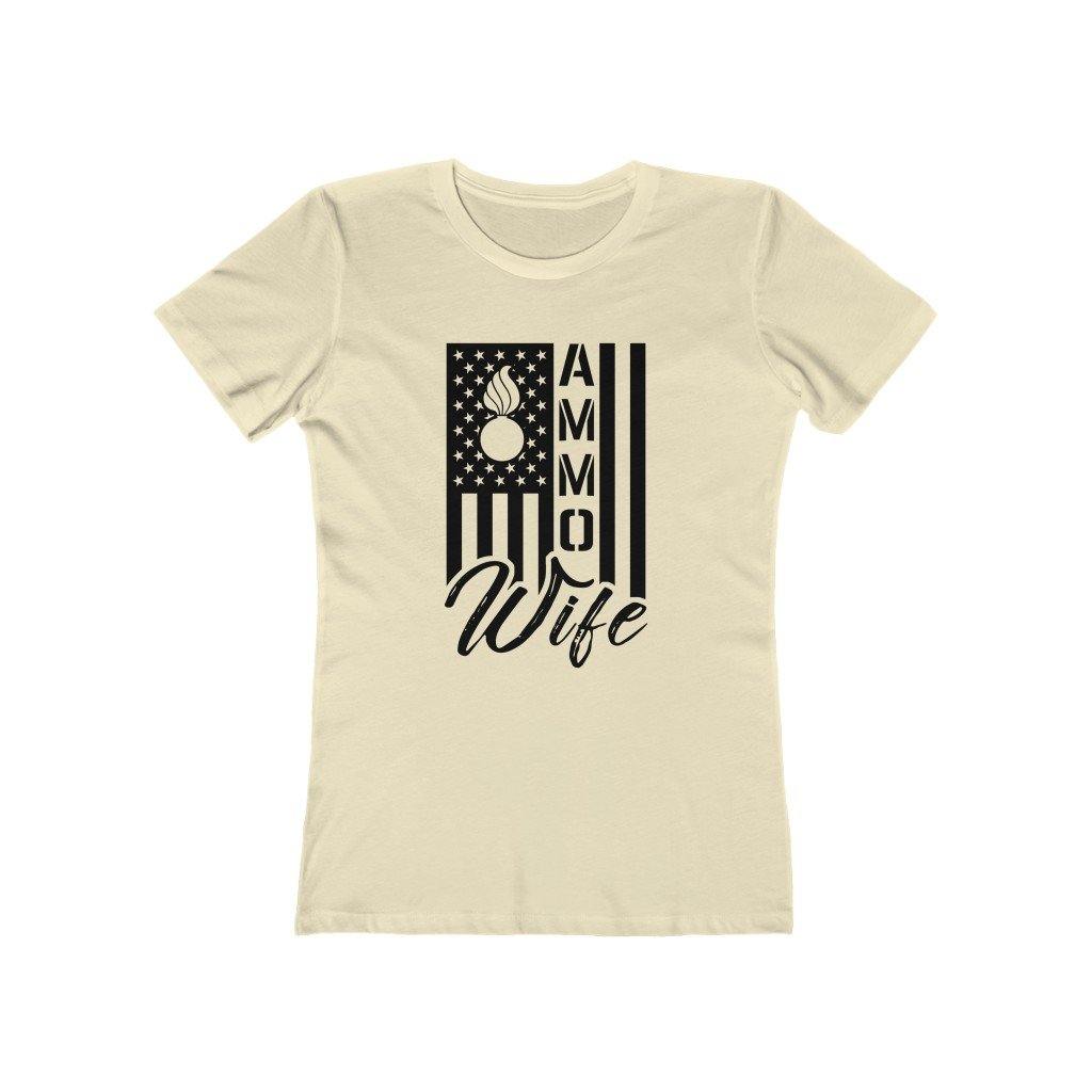 USAF AMMO Wife Light Shirts Vertical American Flag With Pisspot Inside Stars Women's The Boyfriend Tee - AMMO Pisspot IYAAYAS Gear