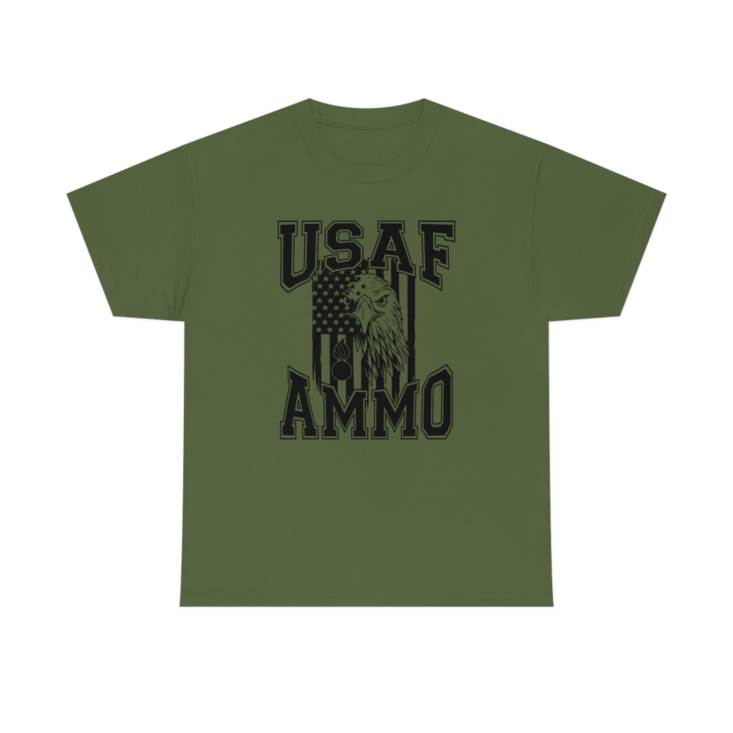 USAF AMMO Eagle Head Vertical American Flag Pisspot Light Colored Shirts Only Unisex Heavy Cotton Tee