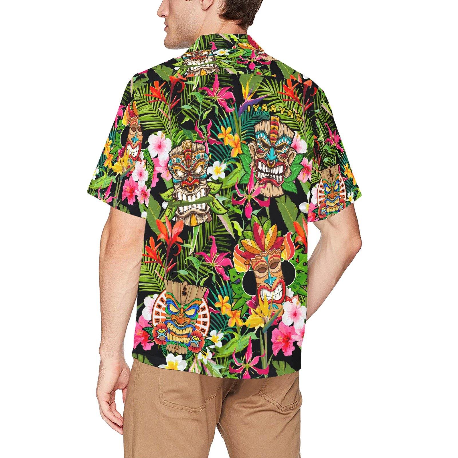 Tropical Jungle Flowers Tiki Warriors USAF AMMO Icons Hawaiian Shirt With Front Left Chest Pocket - AMMO Pisspot IYAAYAS Gear