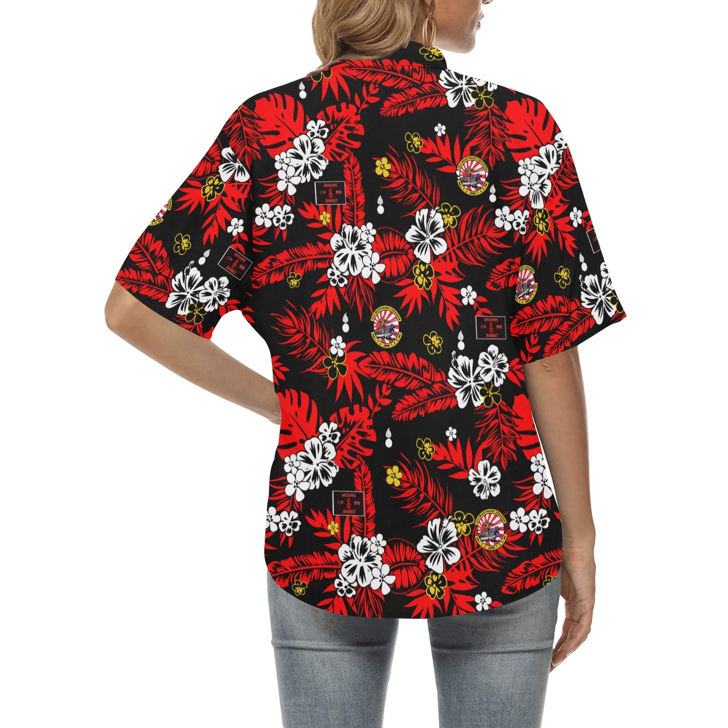 35 MXS AMMO Black Red and White Womens Hawaiian Shirt
