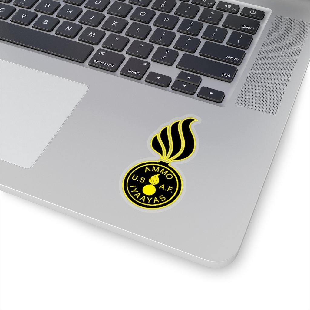 USAF AMMO Pisspot With AMMO Coin Inside Black Yellow Die Cut Sticker - AMMO Pisspot IYAAYAS Gear