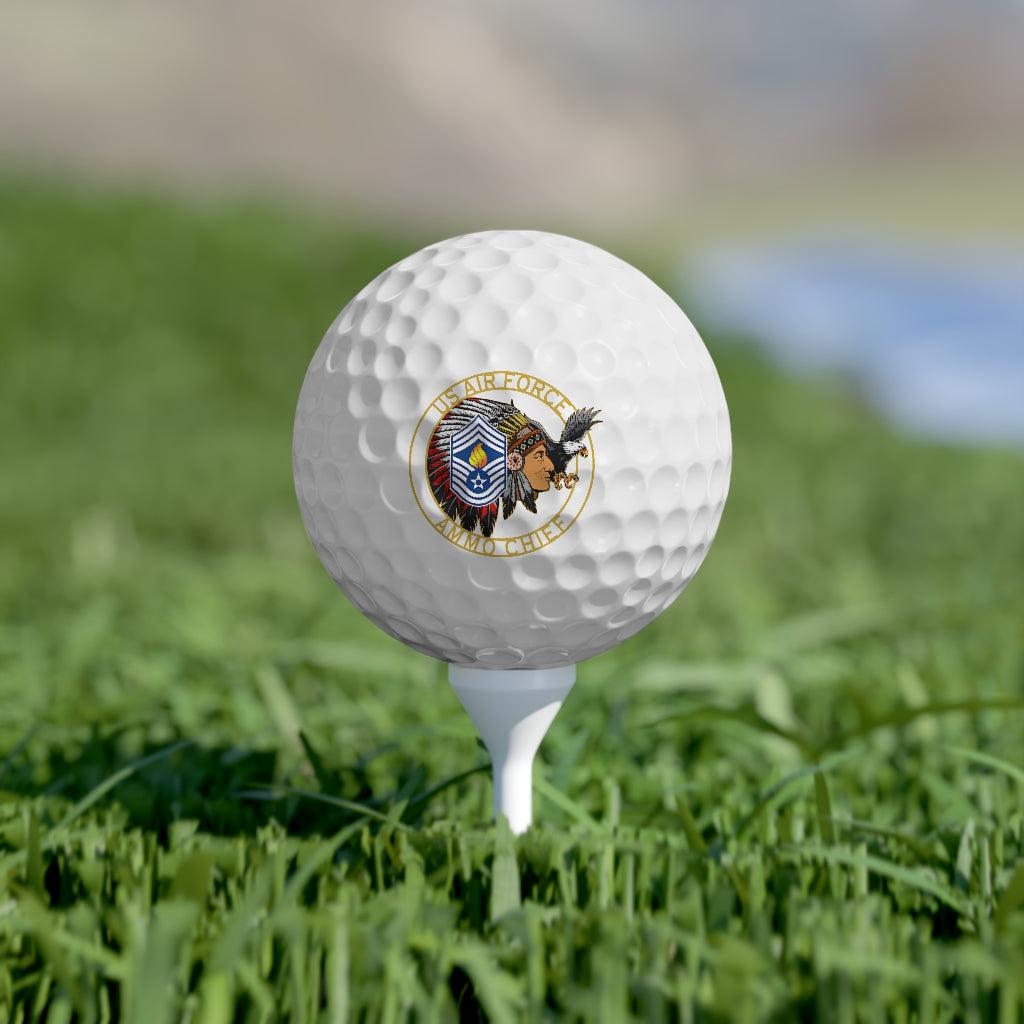 USAF AMMO Chief Stripes Pisspot Eagle Head Circular Logo Munitions Heritage Golf Balls, 6pcs