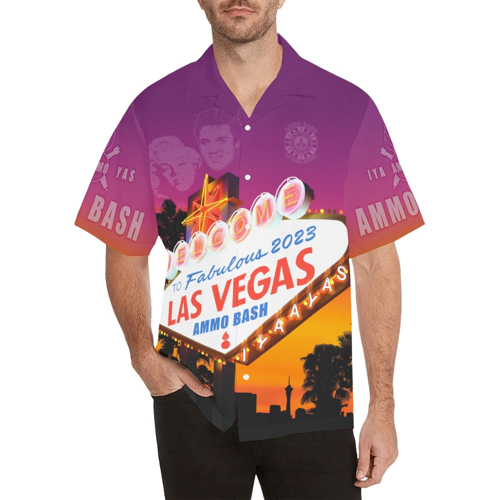 AMMO Bash 2023 AVA STAFF MEMBER ONLY Las Vegas Nevada Ellis Island Hotel Casino Brewery Mens No Pocket Version Event Hawaiian Shirt