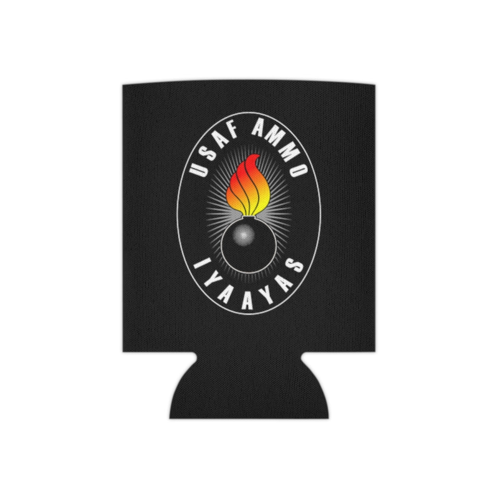 USAF AMMO Oval Shaped Logo With Flaming Pisspot Center IYAAYAS Can Cooler