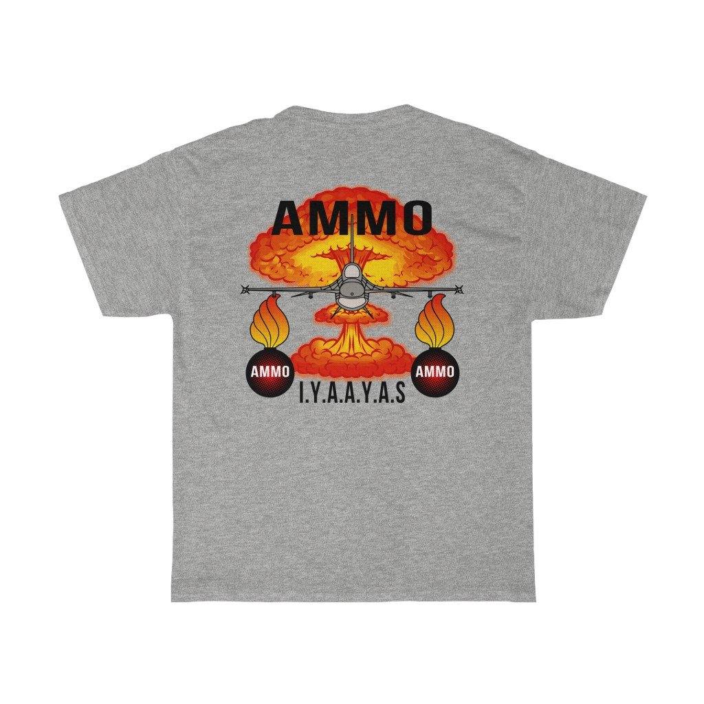 F-16 Mushroom Cloud Pisspots AMMO IYAAYAS Munitions Systems Specialist 461 2W0 Heritage Command Patch Unisex Heavy Cotton T-Shirt - AMMO Pisspot IYAAYAS Gear