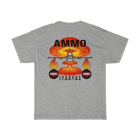 F-16 Mushroom Cloud Pisspots AMMO IYAAYAS Munitions Systems Specialist 461 2W0 Heritage Command Patch Unisex Heavy Cotton T-Shirt - AMMO Pisspot IYAAYAS Gear