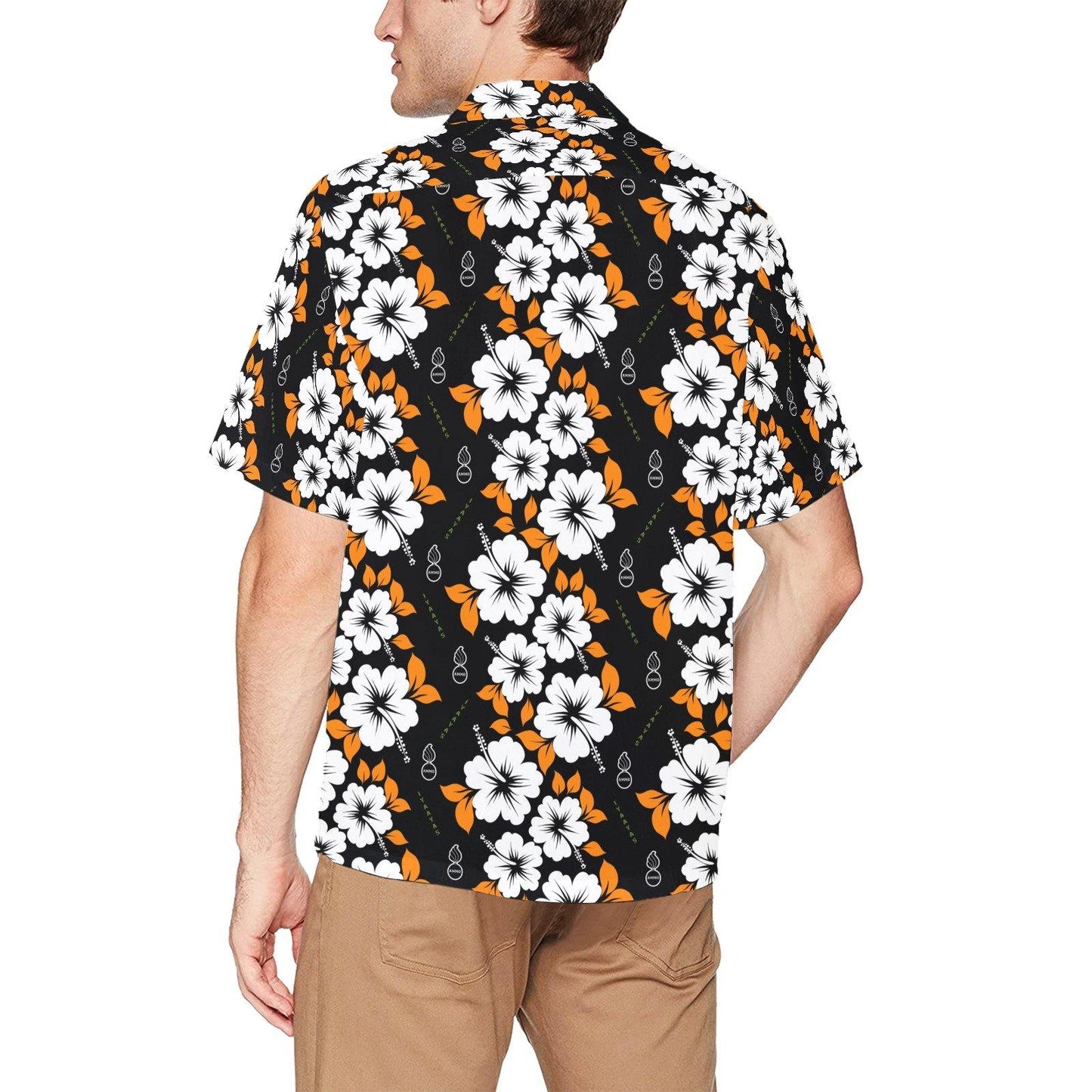 USAF AMMO White Orange Flowers Pisspots IYAAYAS AMMO Hawaiian Shirt With Front Left Chest Pocket - AMMO Pisspot IYAAYAS Gear