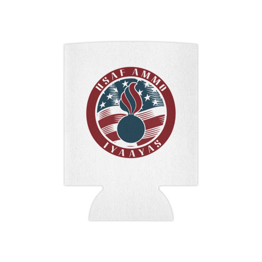 Circle American Flag USAF AMMO IYAAYAS Pisspot Logo Light Color Can Cooler