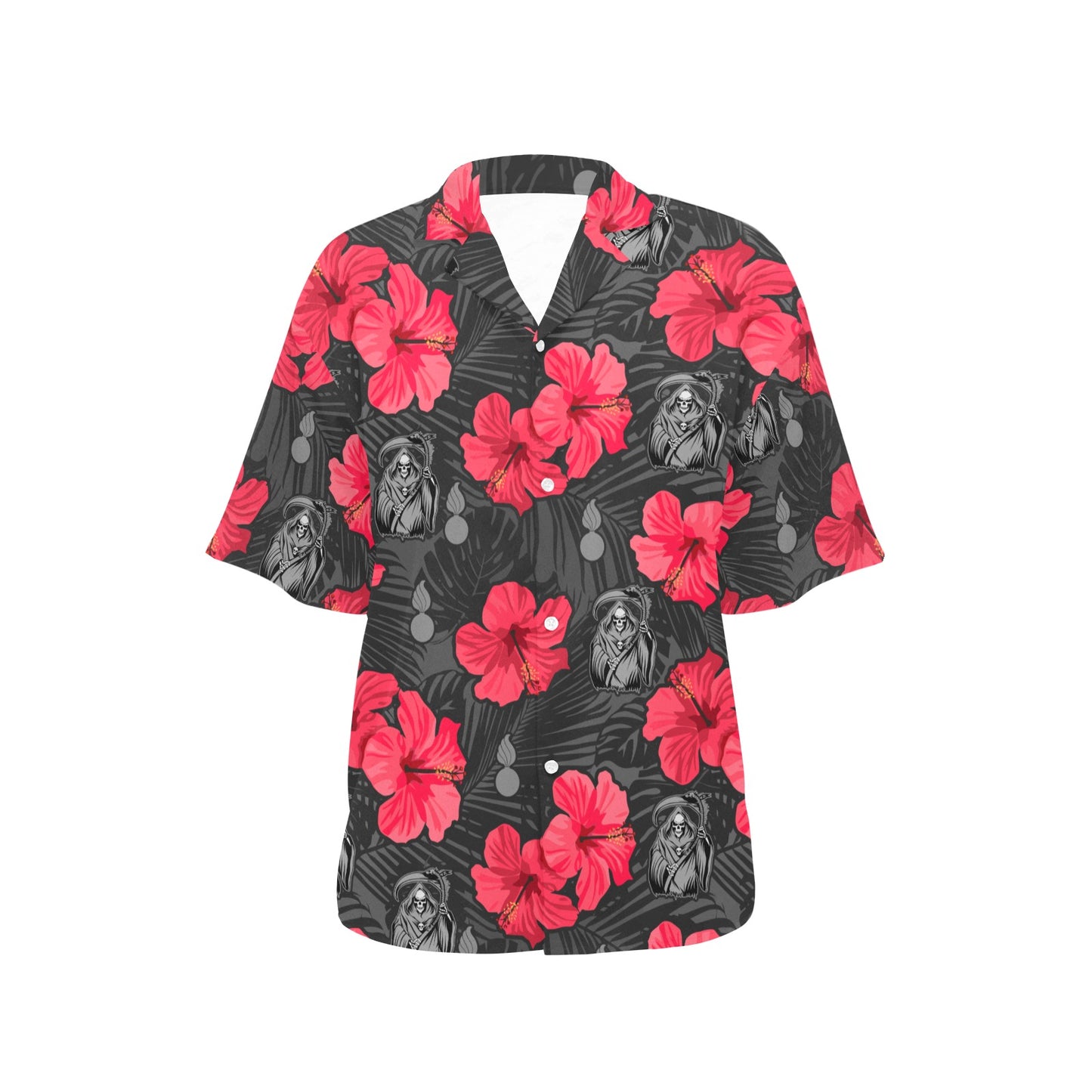 WAMMO Flowers USAF AMMO Weapons Reaper Womens Hawaiian Shirt No Pocket