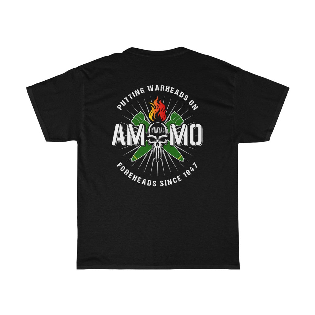 USAF AMMO Skull Flaming Pisspot Crossed MK-84 Bombs IYAAYAS Warhead on Foreheads Unisex Gift T-Shirt