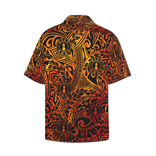 USAF AMMO Fire Tribal With Pisspot and Flechettes Circular Logos Hawaiian Shirt With Front Left Chest Pocket - AMMO Pisspot IYAAYAS Gear