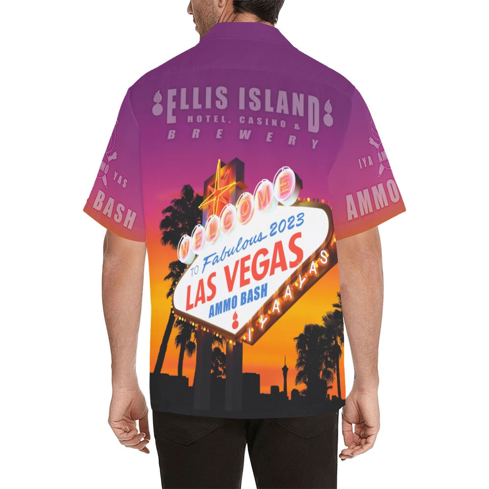 AMMO Bash 2023 AVA STAFF MEMBER ONLY Las Vegas Nevada Ellis Island Hotel Casino Brewery Mens No Pocket Version Event Hawaiian Shirt