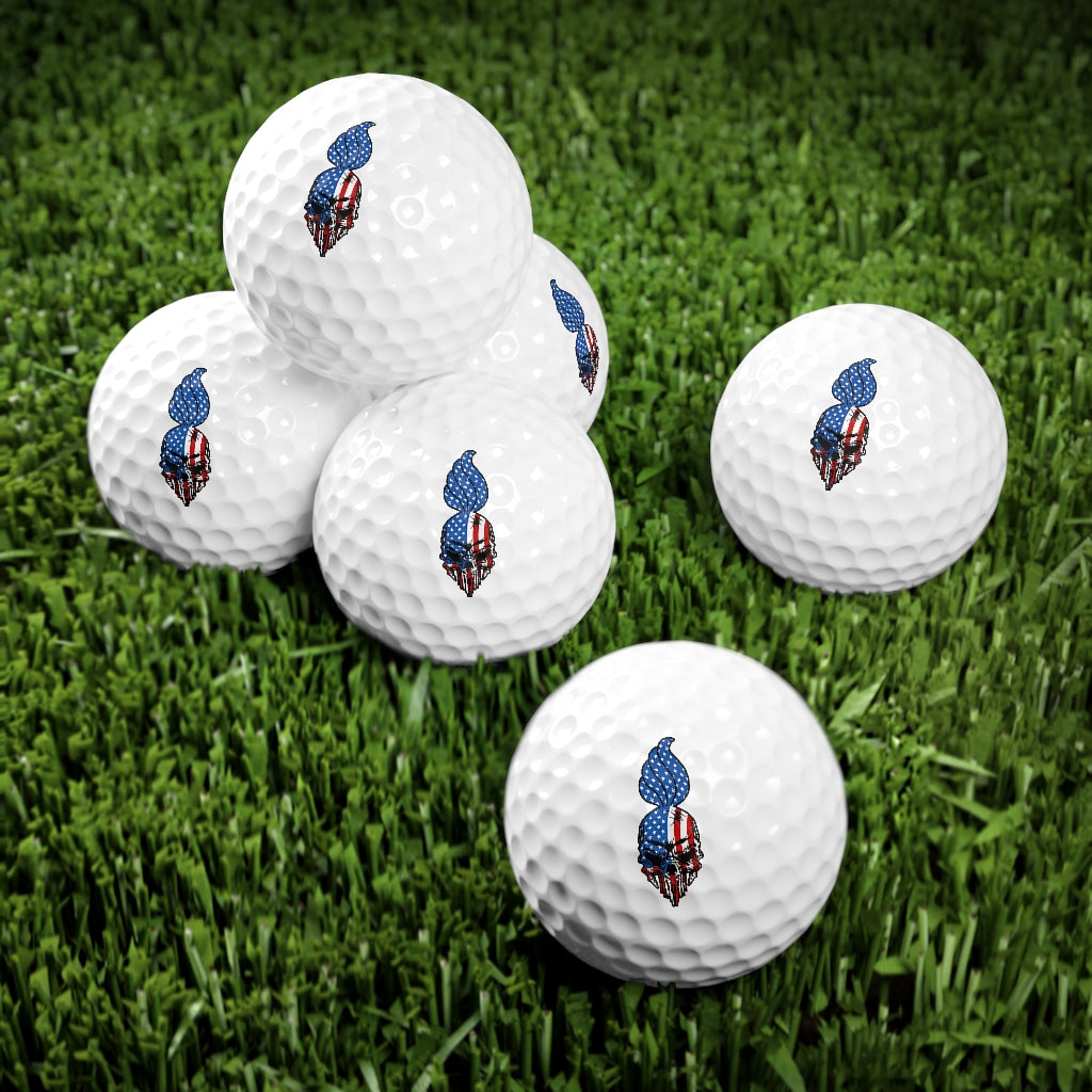 USAF AMMO Skull Stars and Stripes Pisspot Logo Munitions Heritage Golf Balls, 6pcs