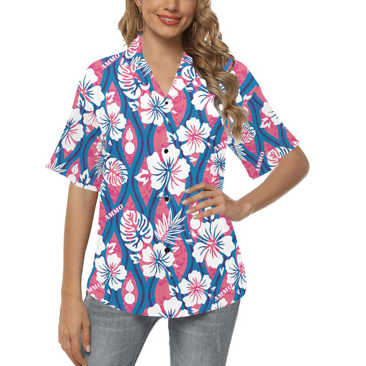 Pink White Blue USAF AMMO Pisspot Womens Hawaiian Shirt