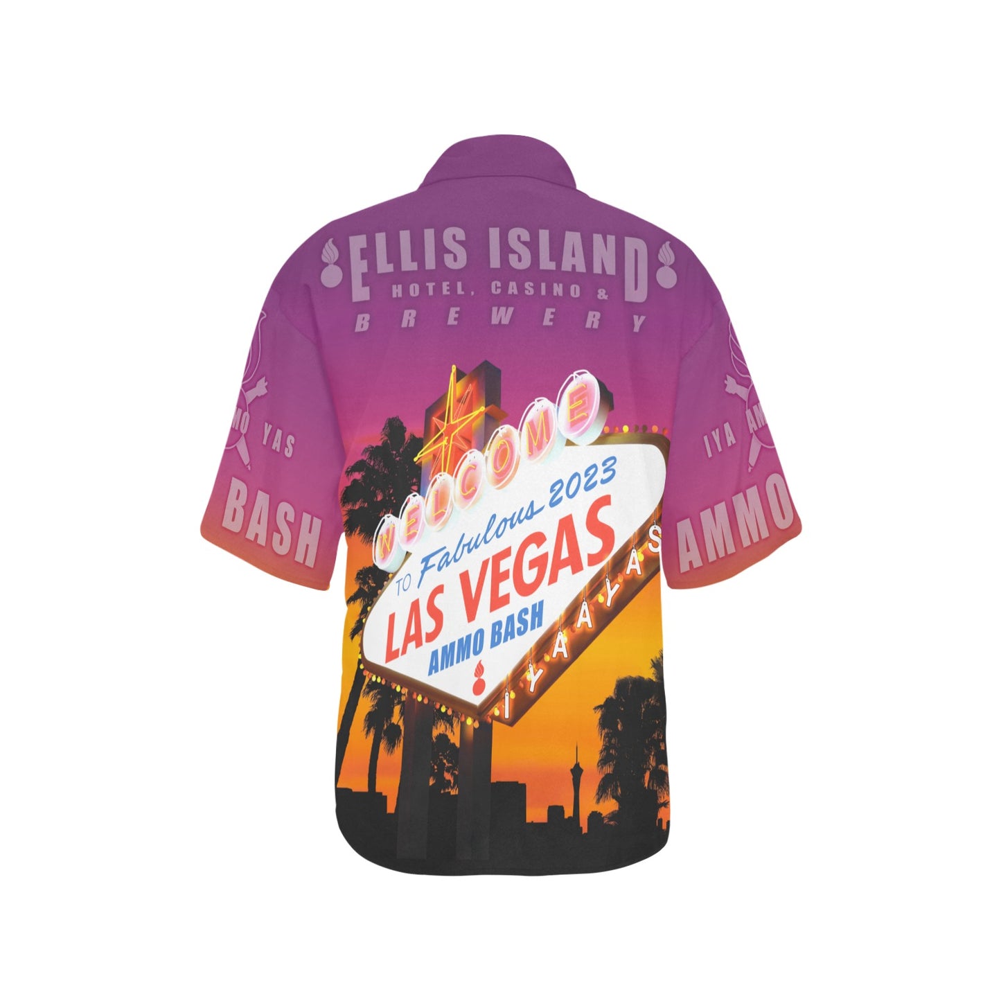 AMMO Bash 2023 AVA STAFF MEMBER ONLY Las Vegas Nevada Ellis Island Hotel Casino Brewery Womens Version Event Hawaiian Shirt