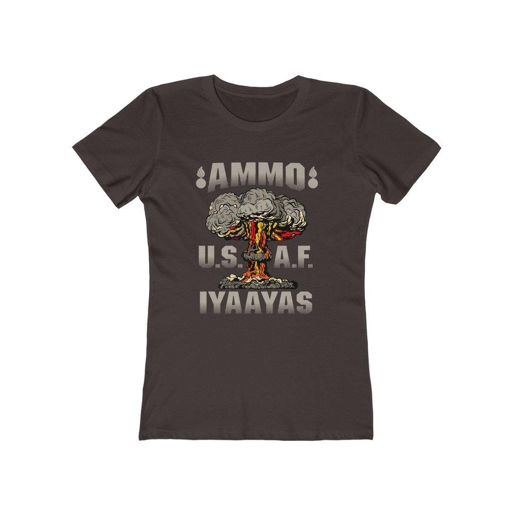 USAF AMMO Mushroom Cloud Pisspots IYAAYAS Women's The Boyfriend Tee - AMMO Pisspot IYAAYAS Gear
