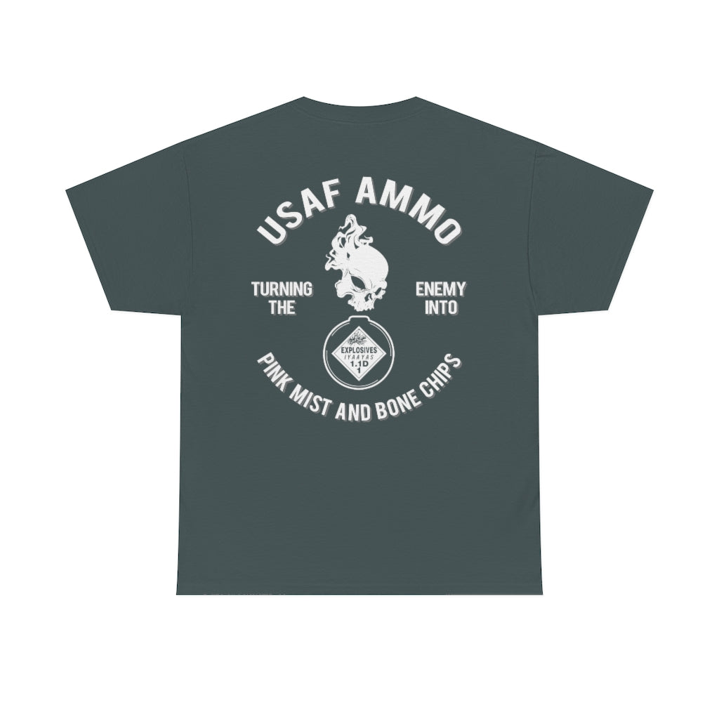USAF AMMO Turning The Enemy Into Pink Mist And Bone Chips Skull Smoke Pisspot Unisex T-Shirt