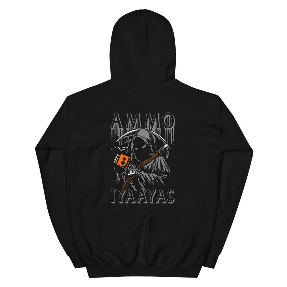 AMMO Grim Reaper Coffee Cup Sickle IYAAYAS Mens Gift Unisex Heavy Blend Hoodie - AMMO Pisspot IYAAYAS Gear