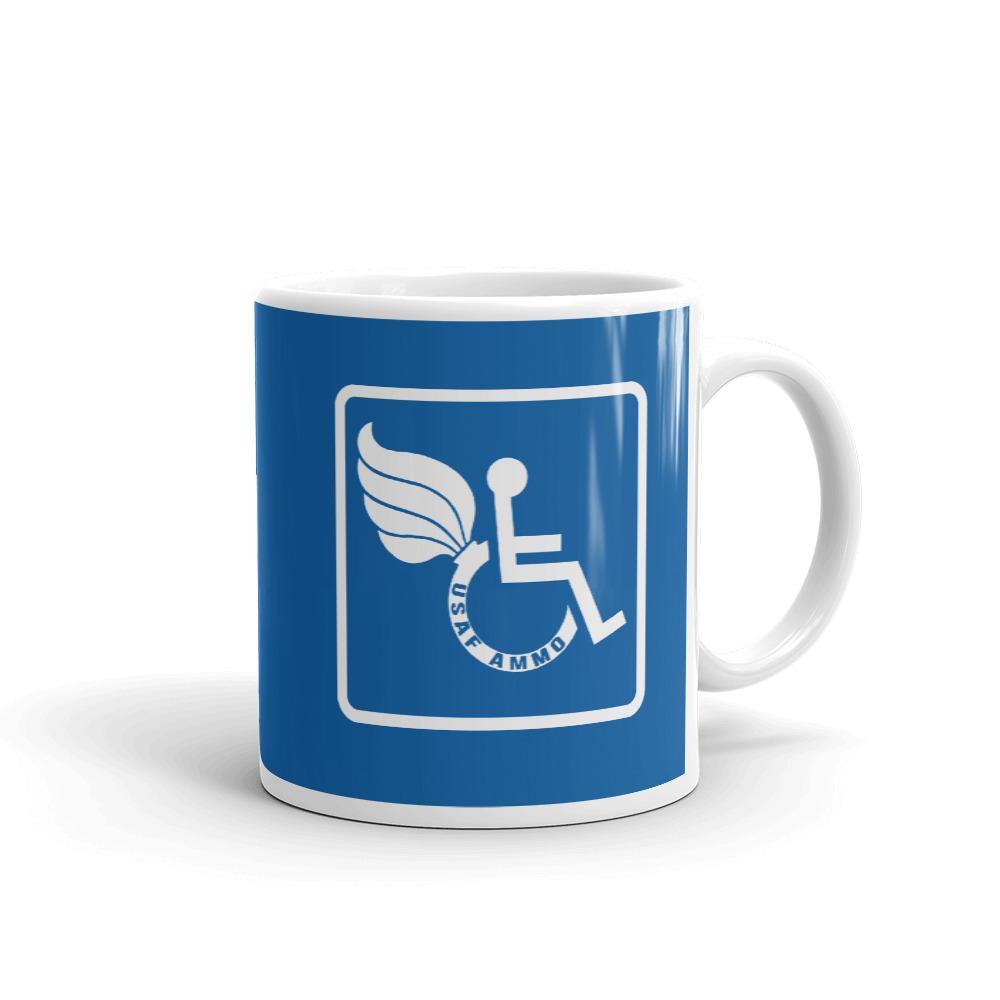 AMMO Pisspot Wheelchair Disabled Veteran Blue and White Coffee Mug - AMMO Pisspot IYAAYAS Gear