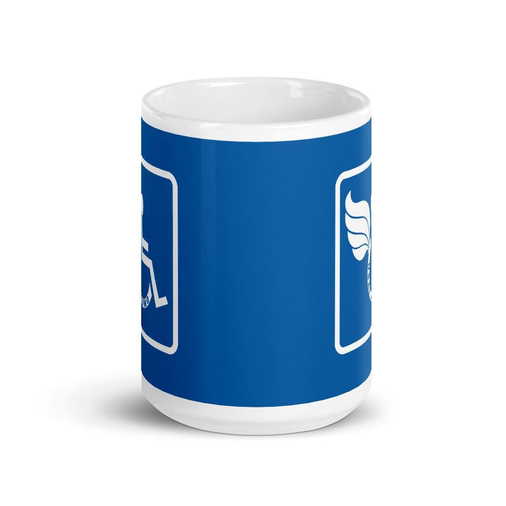 AMMO Pisspot Wheelchair Disabled Veteran Blue and White Coffee Mug - AMMO Pisspot IYAAYAS Gear