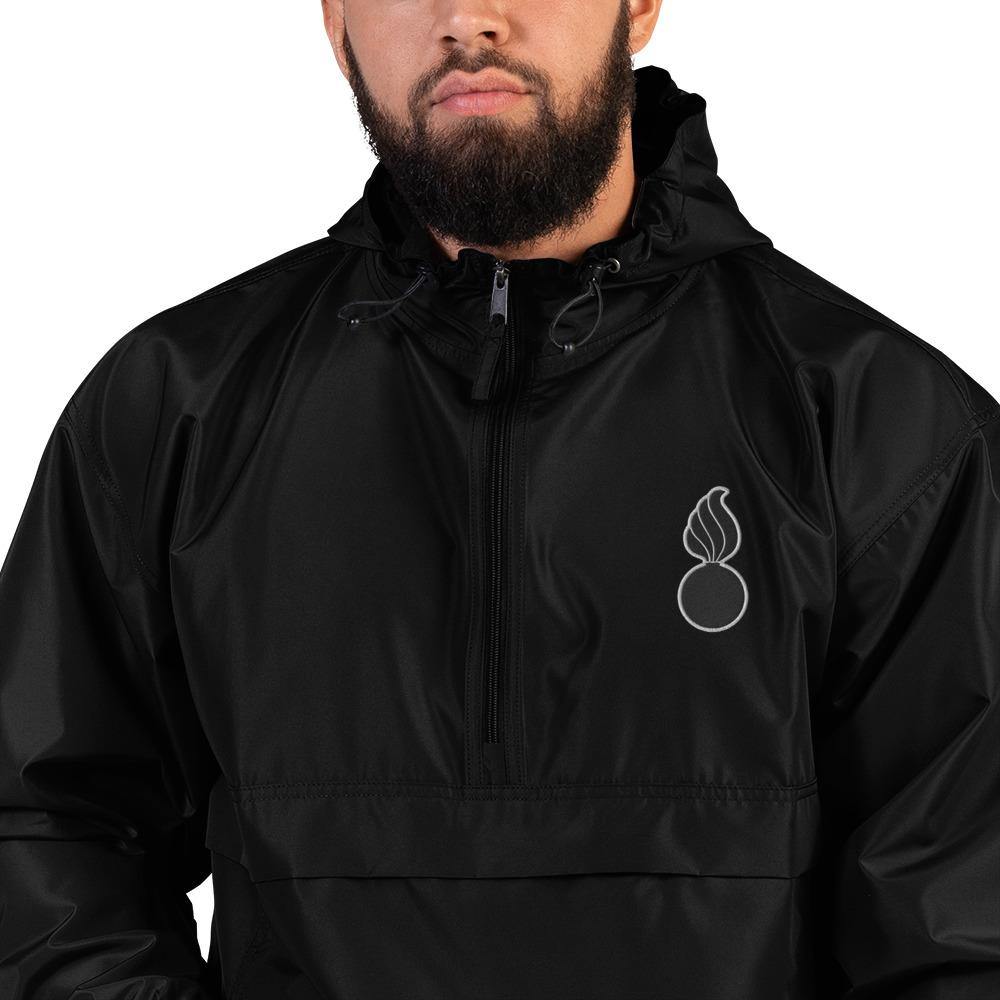 AMMO Pisspot Black With White Border Embroidered Wind Breaker Champion Packable Gift Jacket - AMMO Pisspot IYAAYAS Gear