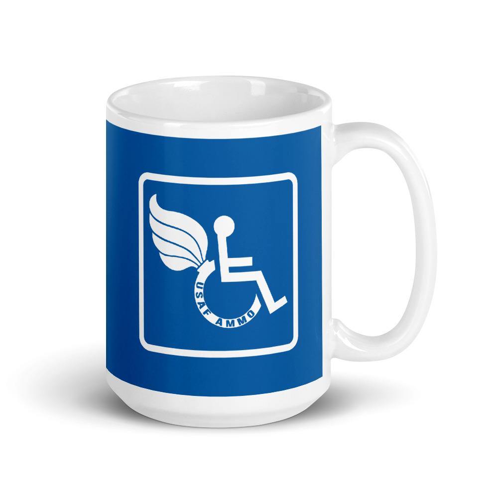 AMMO Pisspot Wheelchair Disabled Veteran Blue and White Coffee Mug - AMMO Pisspot IYAAYAS Gear
