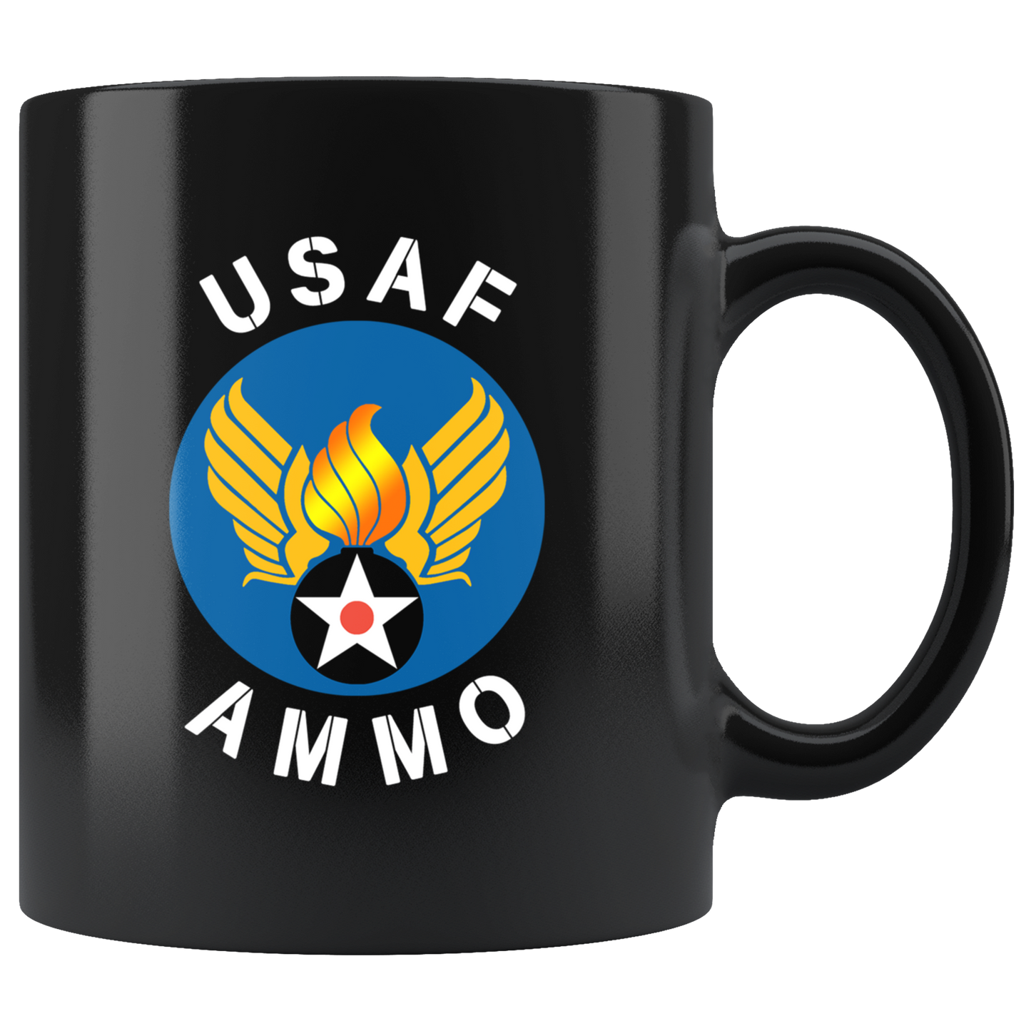 USAF AMMO Hap Arnold With Pisspot Black 11oz Coffee Cup