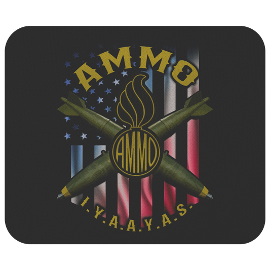 USAF AMMO IYAAYAS Pisspot Crossed Bombs US American Flag Munitions Heritage Mousepad