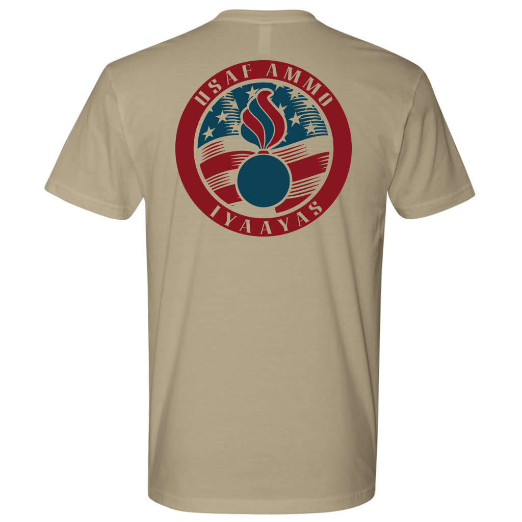 USAF AMMO IYAAYAS Pisspot American Flag Circle Logo Mens Gift T-Shirt - AMMO Pisspot IYAAYAS Gear