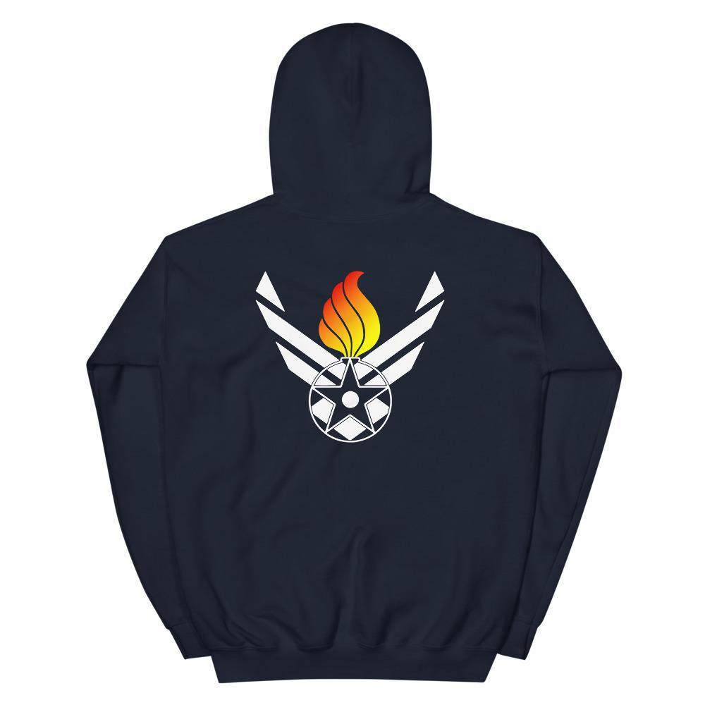 White AF Vector Combined With AMMO Pisspot and fire colored flames Munitions Heritage Unisex Hoodie - AMMO Pisspot IYAAYAS Gear