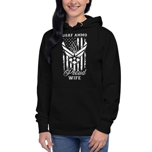 USAF AMMO American Vertical Grunge Flag AF Vector Logo With Pisspot Proud Wife Unisex Hoodie - AMMO Pisspot IYAAYAS Gear
