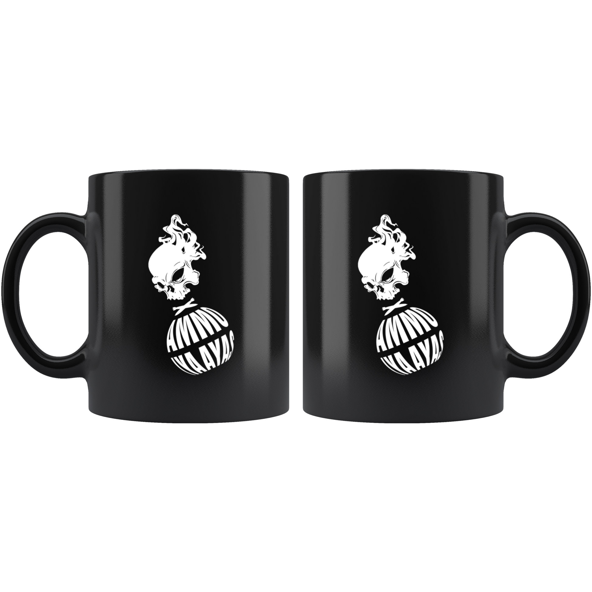 Smoke Skull Tilted Pisspot AMMO IYAAYAS 110z coffee mug cup - AMMO Pisspot IYAAYAS Gear
